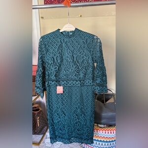 Elegant Teal Lace Dress